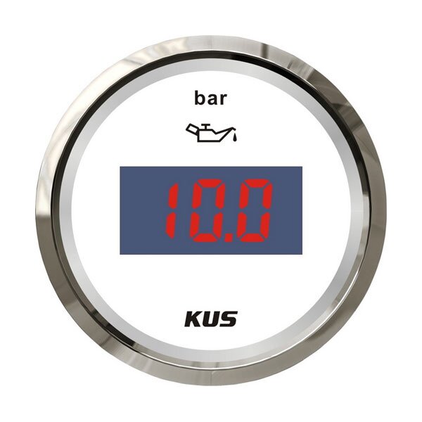 KUS Digital LCD Oil Pressure Gauge (0–10 bar) – White