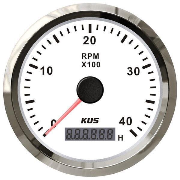 Compte-tours KUS avec compteur dheures de service pour moteurs in-bord 0-4000 tr/min - blanc