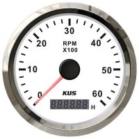 KUS Tachometer with hourmeter for inboards 0-6000 rpm -...
