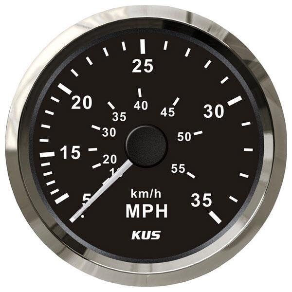 Compteur de vitesse KUS à pression dynamique de 0 à 35 mph / 60 km/h - noir