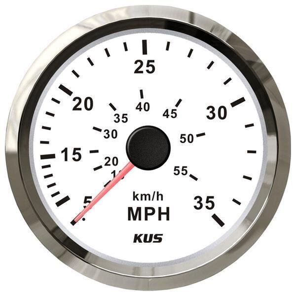 Compteur de vitesse KUS à pression dynamique de 0 à 35 mph / 60 km/h - blanc