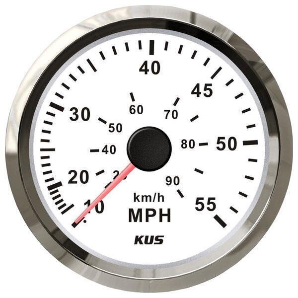 Compteur de vitesse KUS à pression dynamique de 0 à 55 mph / 100 km/h - blanc