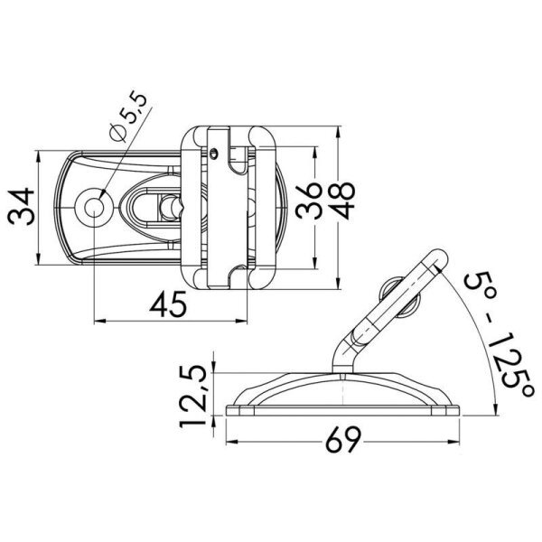 Stainless steel deck hinge set for bimini straps