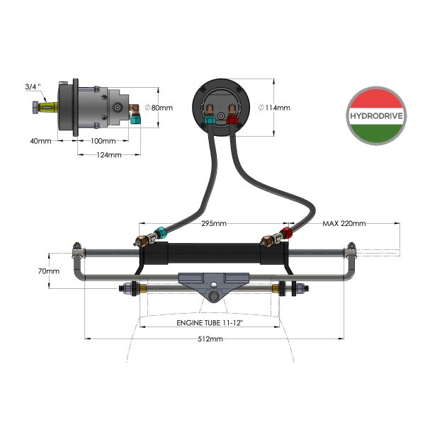 Kit complet de direction hydraulique Hydrodrive MF175W pour moteurs hors-bord jusquà 175 PS