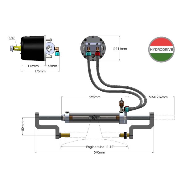 Hydrodrive MF255W WTS outboard hydraulic kit for engines up to 250HP