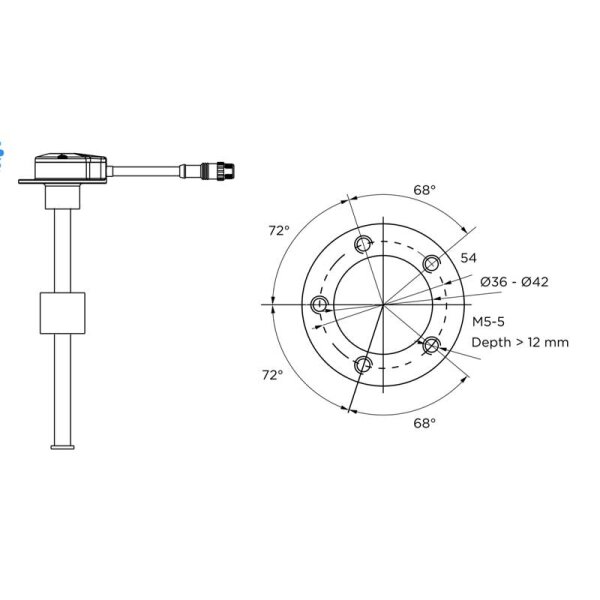 Capteur à tube plongeur KUS NMEA 2000 NS5 pour réservoirs de carburant et deau