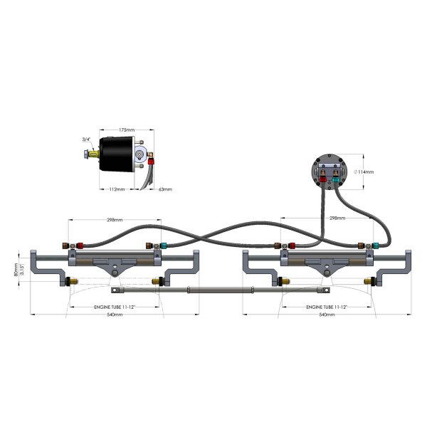 Hydrodrive MF255WTS-TDF outboard hydraulic kit for double engines twin cylinder (max 200HP+200HP)